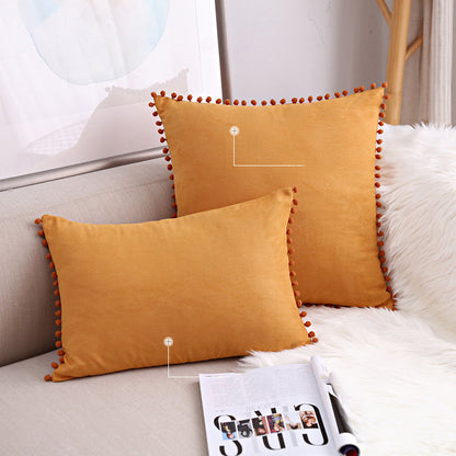 15 x 8" Pompoms Pillowcase Boho Ball Tassel Trimmed Pillowshams Pompom Fringe Cute Pillowcase