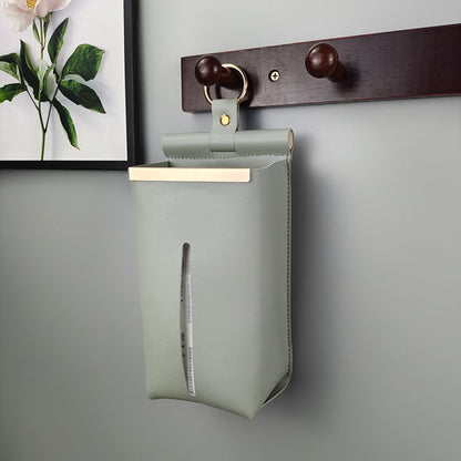 Tissues Box PU Leather Facial Paper Storage Case Rectangular Organizer Holder Decor with Hanging