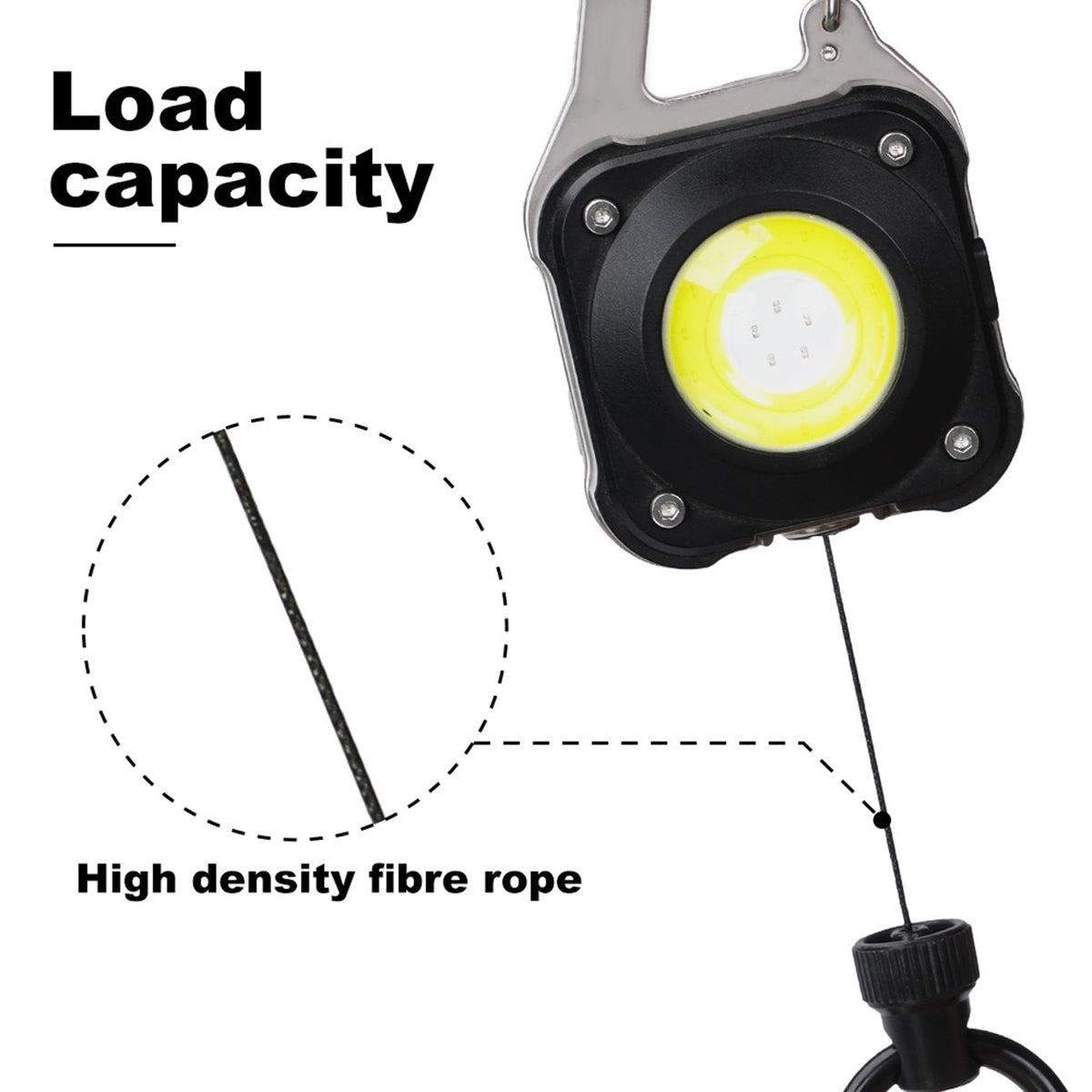 Outdoor Multifunction Retractable Badge Reel w/ Escape Hammer Led Flash