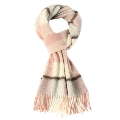 69'' Cashmere 100% Lambswool Tartan Scarf Warm Autumn Winter Scarf Solid Color Fringed Wool Scarf