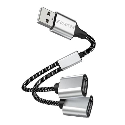 1" 2 Out USB Splitter Cable Dual USB Ports Hub w/0.5 m Extension Cable