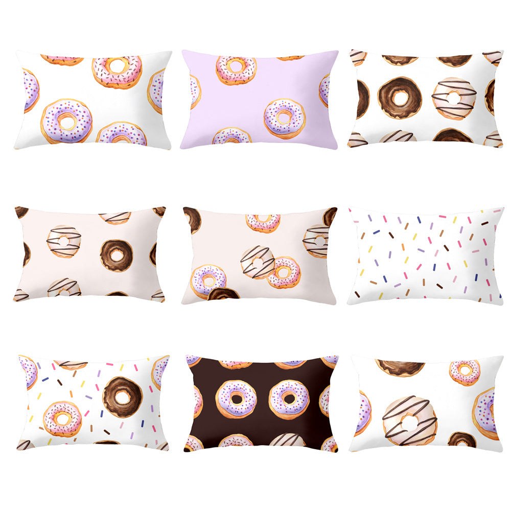 Full Printed 20 x 26" Premium Doughnut Polyester Short Plush Throw Pillowcase W/Hidden Zipper