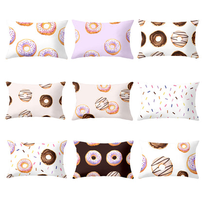 Full Printed 20 x 26" Premium Doughnut Polyester Short Plush Throw Pillowcase W/Hidden Zipper