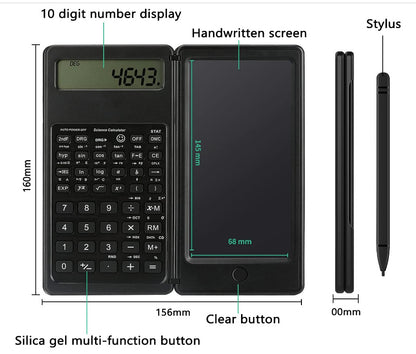 3" 1 Intelligent Folding Portable Scientific Function Calculator with LCD Writing Notepad