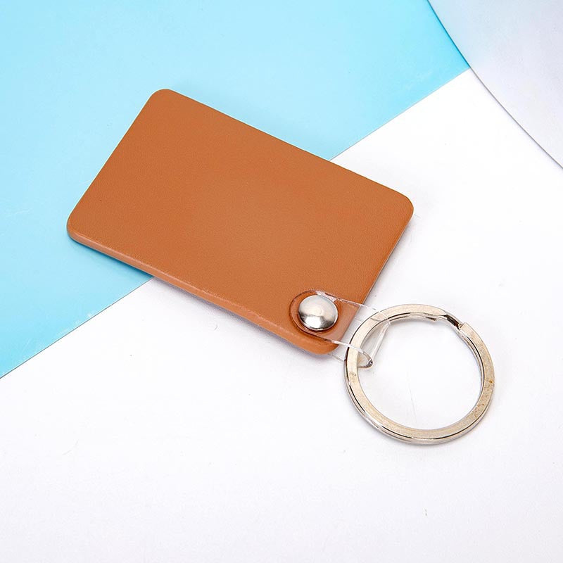 Rectangle PU Leather Keychain for Car Home Key Ring Strap Holder Lanyard Universal Key Fob Keychain