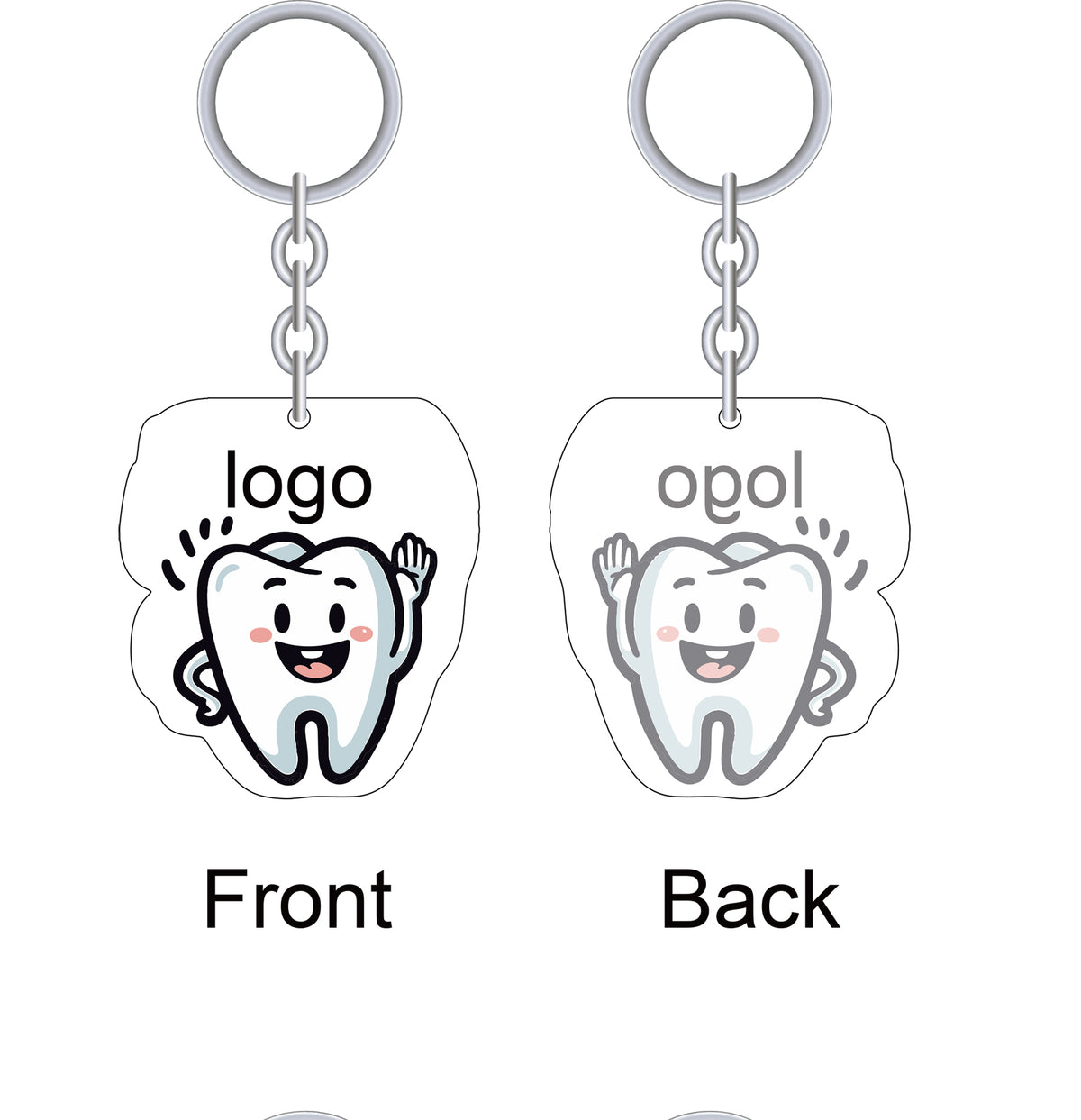 Acrylic Tooth-Shaped Keychain