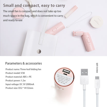 2000mAh Power Bank Folding Handheld Mini Fan Portable Rechargeable Small Foldable