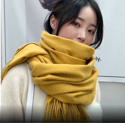 Unisex Long Knitted Plain Scarf - Warm Autumn And Winter Scarf - Tightly-Knitted
