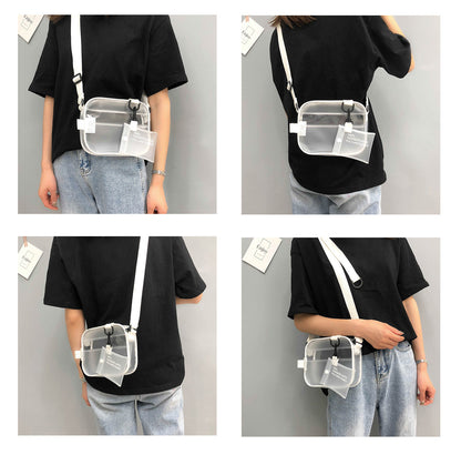 PVC Crossbody Bag Transparent Single Shoulder Bag W/One Separate Pouch