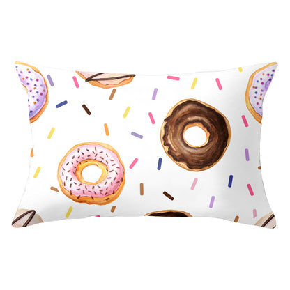 Full Printed 20 x 26" Premium Doughnut Polyester Short Plush Throw Pillowcase W/Hidden Zipper