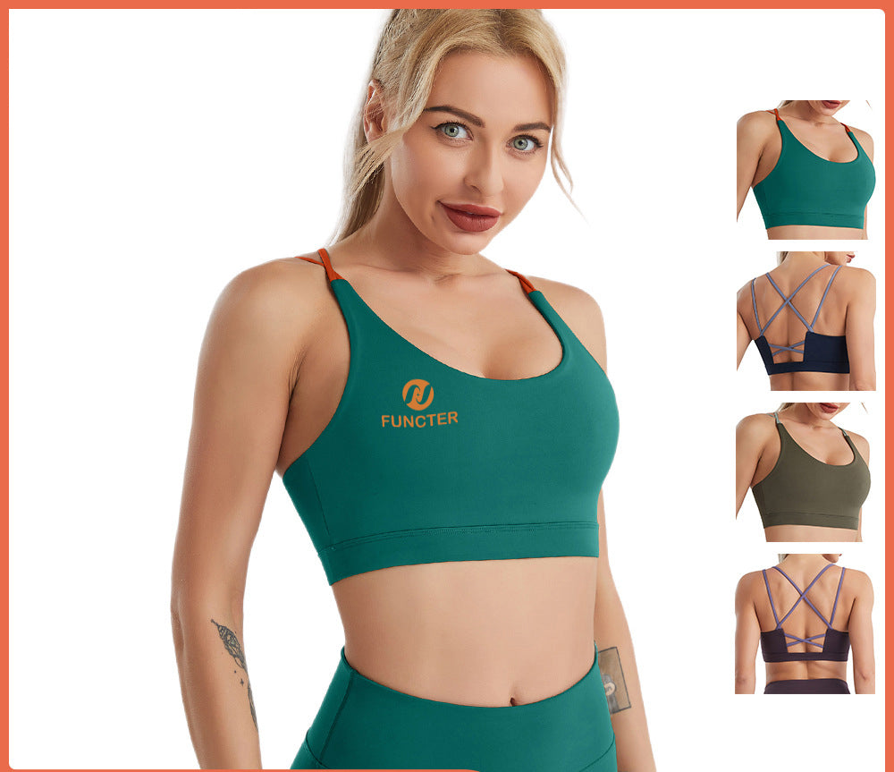 Women's Yoga Sports Bra Strappy Bralette Bra Running Vest Athletic Shirt