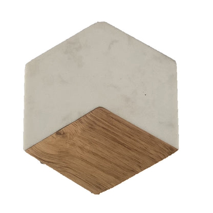 Hexagon Marble & Wood Coaster for Kitchen and Coffee Table Decor