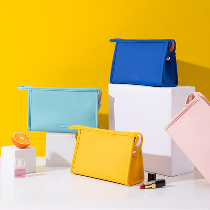 Water-Resistance PU Leather Zippered Toiletry Makeup Bag