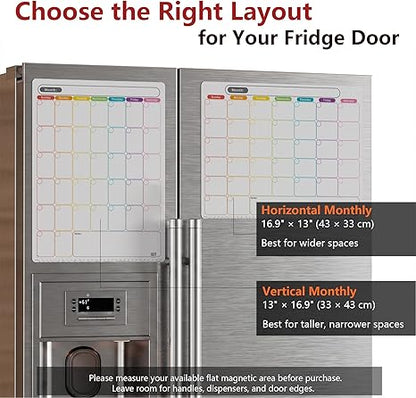 Magnetic Calendar Easy to Clean Strong Magnetic Hold Includes Dual-Magnet Markers & Eraser
