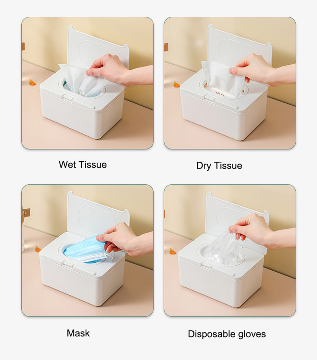 Tissue Box Holder, Multi-Functional Tissue Box Cover with Remote Control Holder