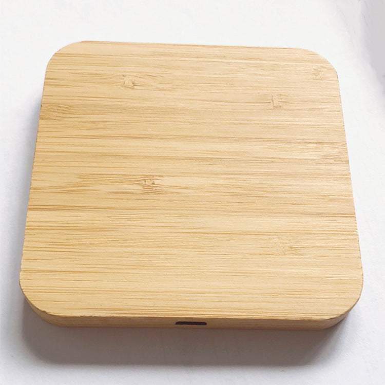 10W Bamboo Square Wireless Charger W/Dual USB Output