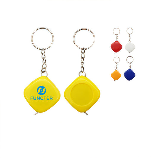 1 Meter Mini Square Shaped Steel Retractable Tape Measure Keychain With Imperial And Metric Units