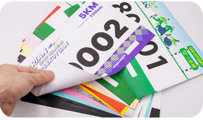 Custom 9.5" x 6.3" Paper Running Race numbers with Safety Pins