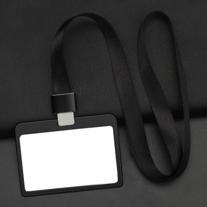 Horizontal Aluminum Badge Holder ID Card Holder With Polyester Lanyard