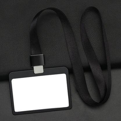 Horizontal Aluminum Badge Holder ID Card Holder With Polyester Lanyard