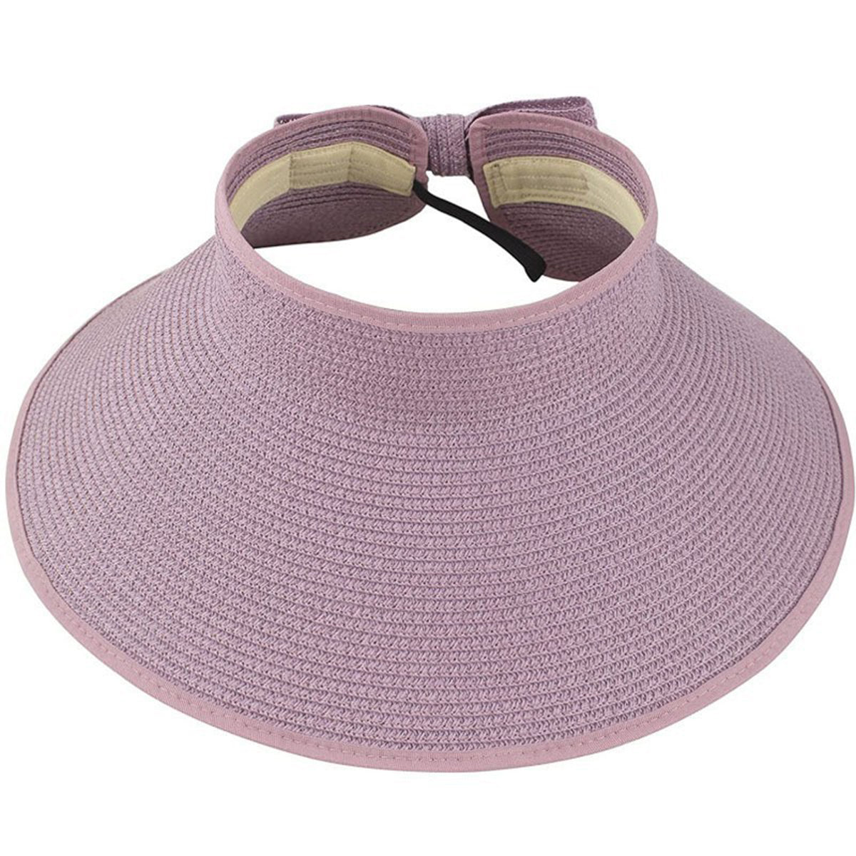 Foldable Straw Sun Visors for Women, Sun Protection Wide Brim Sun Hats Adjustable Topless Beach Hat