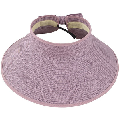 Foldable Straw Sun Visors for Women, Sun Protection Wide Brim Sun Hats Adjustable Topless Beach Hat