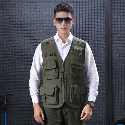 Outdoor Multi Pockets Hiking Vest Cargo Vest Safari Jacket