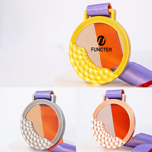 Geometric Orange Crystal Award Medal
