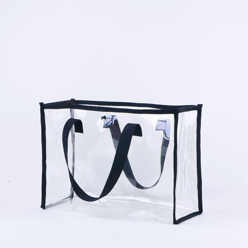 PVC Transparent Waterproof Tote Clear Shoulder Bag Outdoors Beach Bag Stadium Approved Bag(Size S)