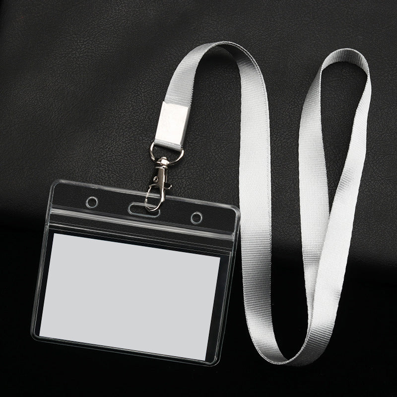 PVC Badge Holder Transparent Badge Holder Horizontal ID Holder Employee Card Holder With Lanyard