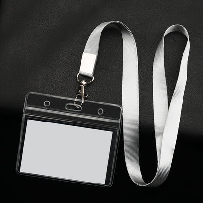 PVC Badge Holder Transparent Badge Holder Horizontal ID Holder Employee Card Holder With Lanyard