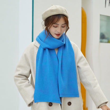 Unisex Long Knitted Plain Scarf - Warm Autumn And Winter Scarf - Tightly-Knitted Core Spun Yarn Scar
