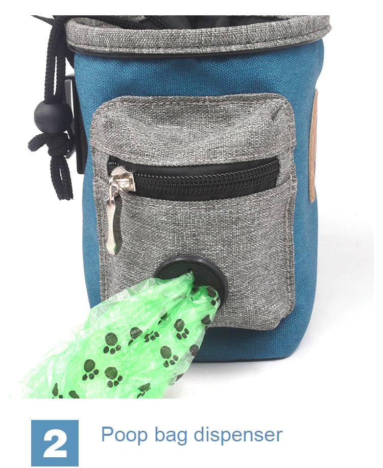 Multifunction 600D Oxford Dog Treat Bag Snack Pouch W/Built-in Poop Bag Dispenser