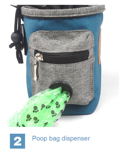 Multifunction 600D Oxford Dog Treat Bag Snack Pouch W/Built-in Poop Bag Dispenser