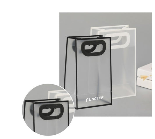 Custom Clear Tote Bag with Handle, Transparent PVC Reusable Gift Wrap Bag (M)
