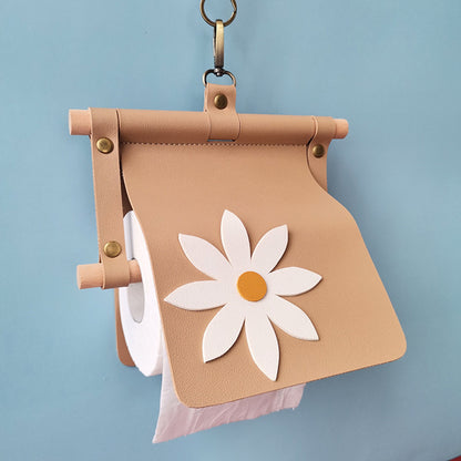 Picnic Paper Towel Holder Wood and Leather Toilet Paper Holder Hanging Toilet Paper Holder