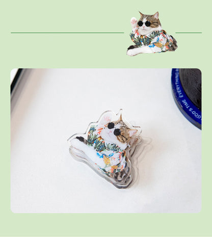 Cute Cat Shaped Acrylic Album Memo Clip Bag Binder Sealing Clip Food Bag Clamp-Two Sides Imprint
