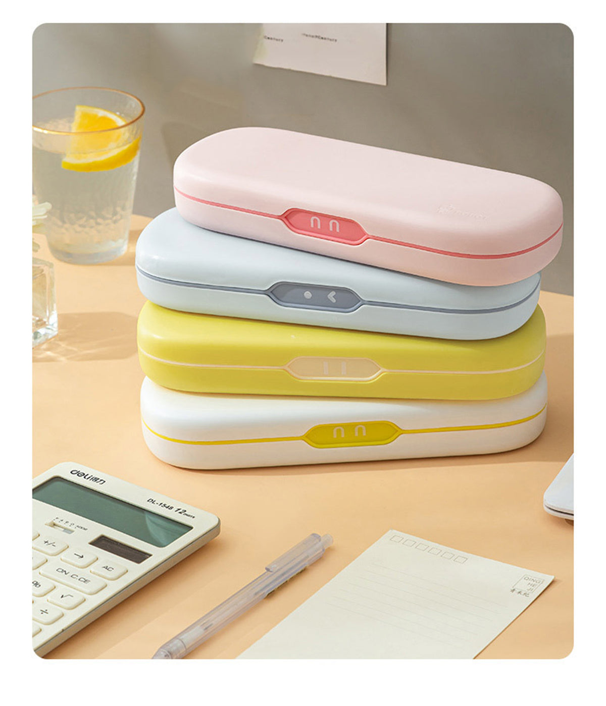 Plastic Pencil Case with Snap-Tight Lid Double Layer