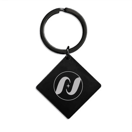 30 x 30 x 2 mm Black Square Tag Keychain