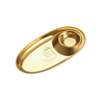 Stainless Steel Oval Plate W/ Dipping Sauce Compartment