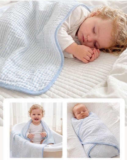 Soft 6-Layer Wash Cloths Muslin Towel Baby Bath Towel Burp Cloths Baby Toddler Blanket 43"x 43"