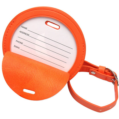 Premium PU Leather Round Luggage Tag Privacy Suitcase Tag