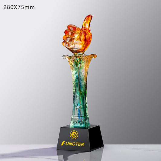 Thumb Shape Resin Trophies w/A Black Crystal Base