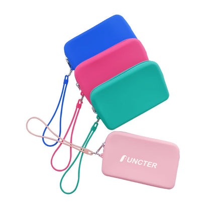 Portable Multi Purpose Soft Silicone Zipper Bag Organizer Purse With Handle