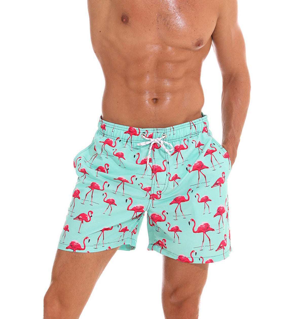 Men's Beach Shorts With Two Side Pockets And Back Pocket