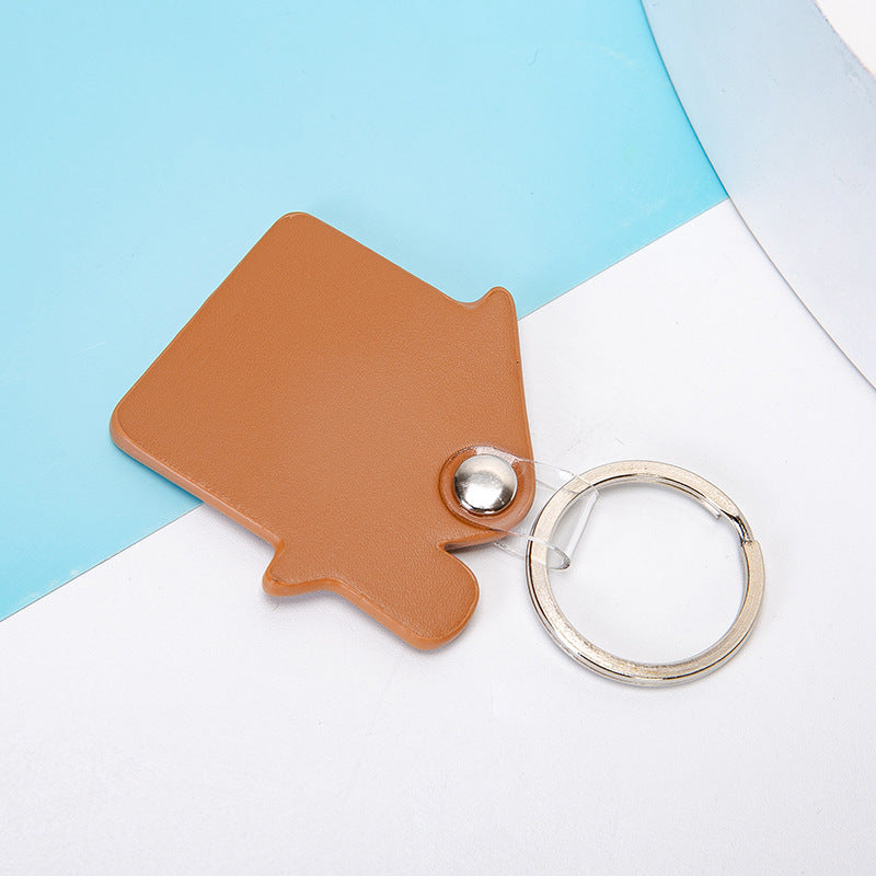 House Shaped Leather Keychain for Car Home Key Ring Strap Holder Lanyard Universal Key Fob Keychain