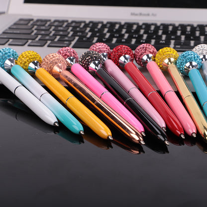 Crystal Jewel Pen Bling Metal Design Retractable Ballpoint Pen