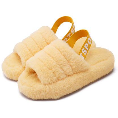 Elastic Band Open Toe Short Sunday Angora Yarns Cotton Winter Slipper