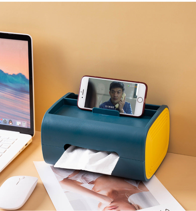 Tissue Box Holder, Multi-Functional Tissue Box Cover with Remote Control Holder