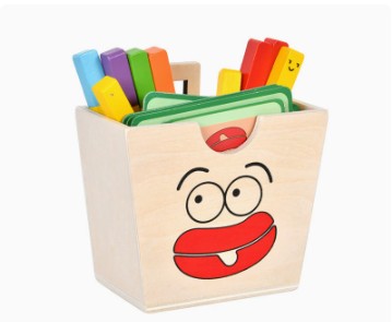 Wooden Fries Stacking Toy Kids Pretend Play Food Set W/ Order Cards